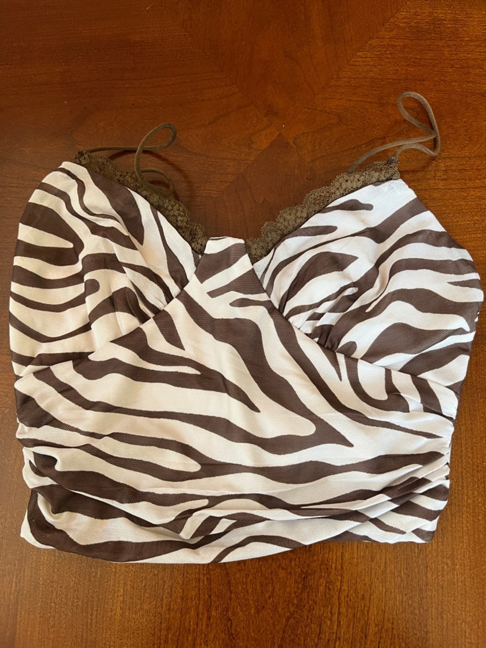 Princess Polly Brown and White Zebra Print Crop Top
